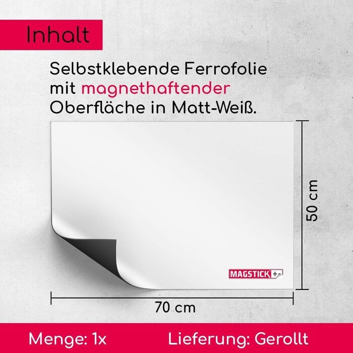 Ferrofolie selbstklebend 50x70 cm Weiß - 30% Rabatt