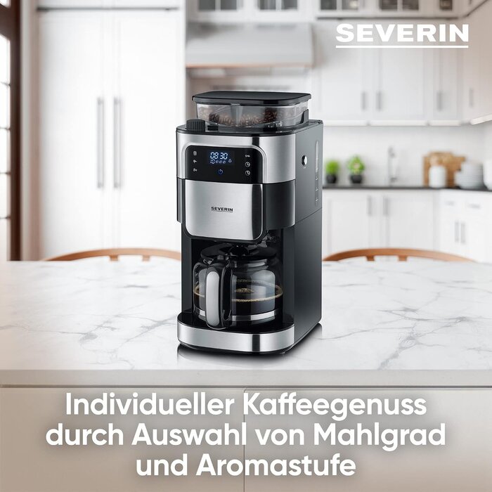 Filterkaffeemaschine mit Mahlwerk - Schwarz Edelstahl - 35% Rabatt