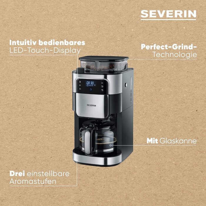Filterkaffeemaschine mit Mahlwerk - Schwarz Edelstahl - 35% Rabatt