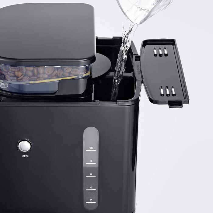 Filterkaffeemaschine mit Mahlwerk - Schwarz Edelstahl - 35% Rabatt