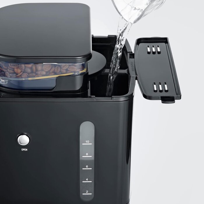Filterkaffeemaschine mit Mahlwerk - Schwarz Edelstahl - 35% Rabatt