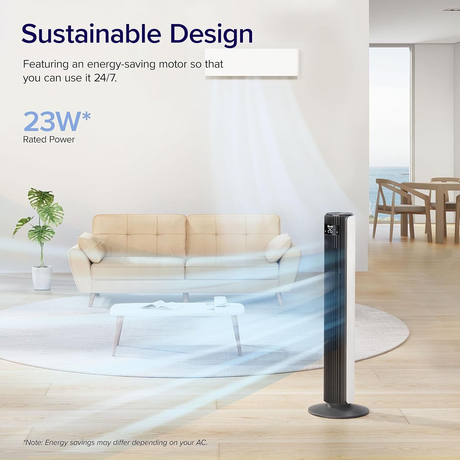 42 Zoll Turmventilator - 25 dB leise - 12 Stufen - Weiß - 34% Rabatt