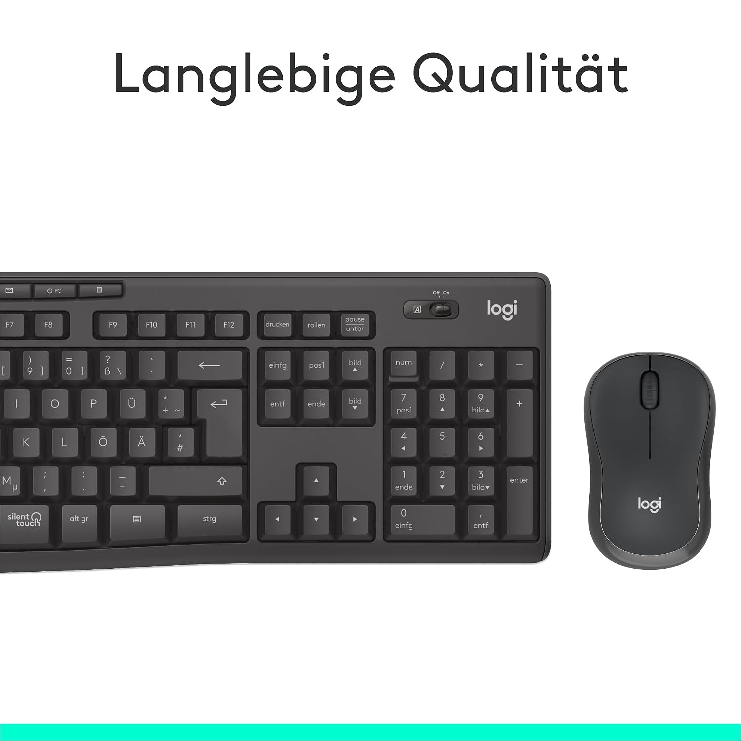 Logitech Kabelloses Tastatur- & Maus-Set, QWERTZ, 32% Rabatt, Schwarz