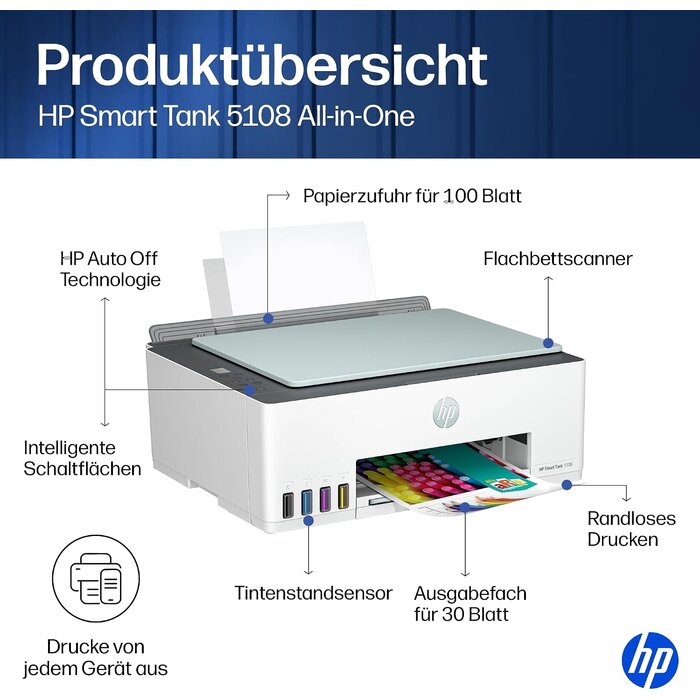 Hp Multifunktionsdrucker mit WLAN - 35% Rabatt - Ausgepackt & Guter Zustand