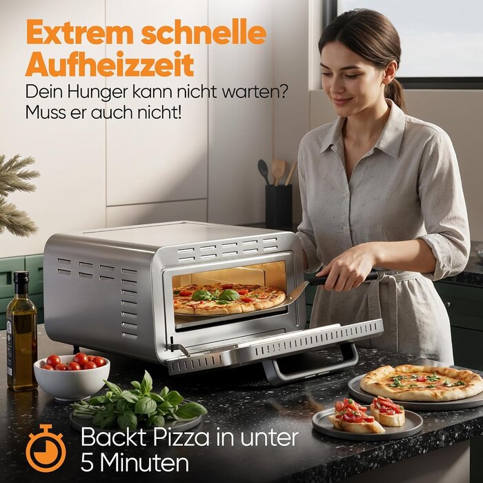 Elektrischer Pizzaofen 400°C Edelstahl - 34% Rabatt auf diesen Einzelposten