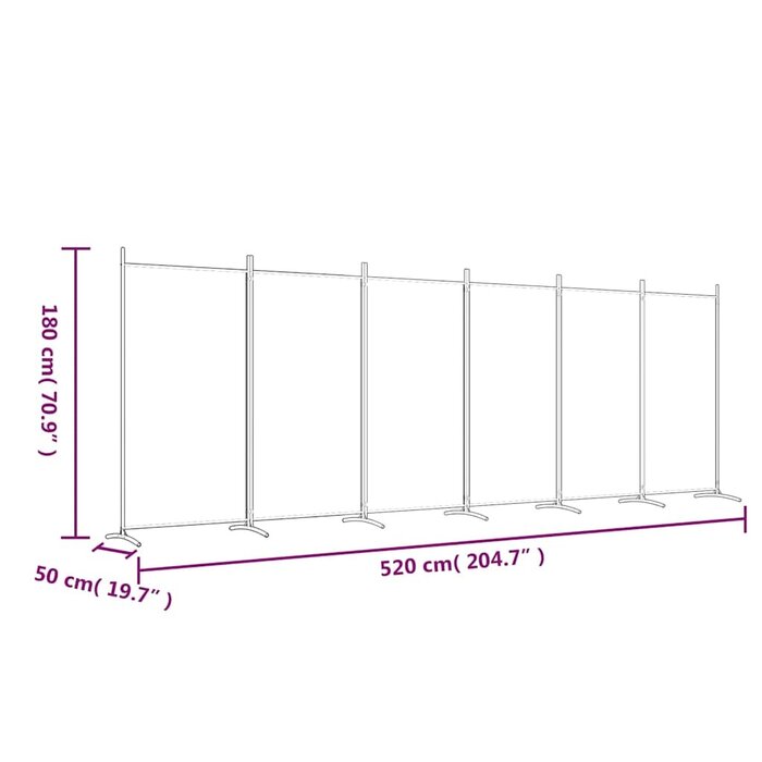 Vidaxl Raumteiler 6 Paneele Anthrazit 520x180 cm - 34% Rabatt