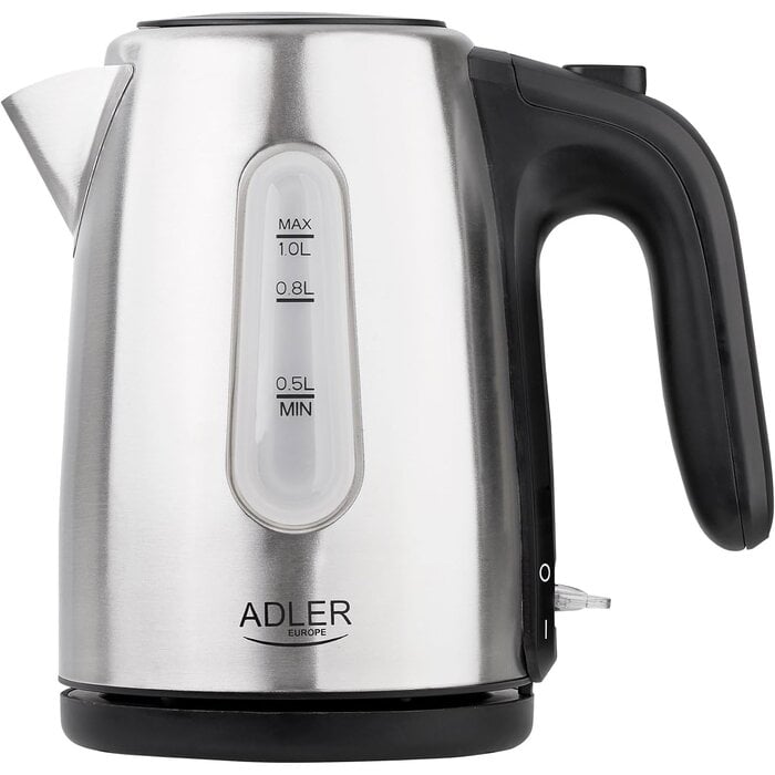 Kompakter Edelstahl Wasserkocher 1L, Chrome/Schwarz - 30% Rabatt