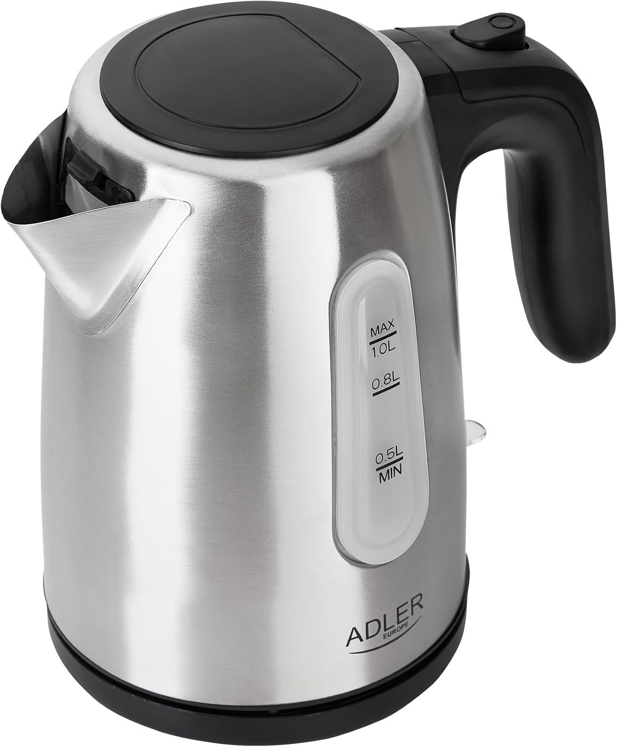 Kompakter Edelstahl Wasserkocher 1L, Chrome/Schwarz - 30% Rabatt