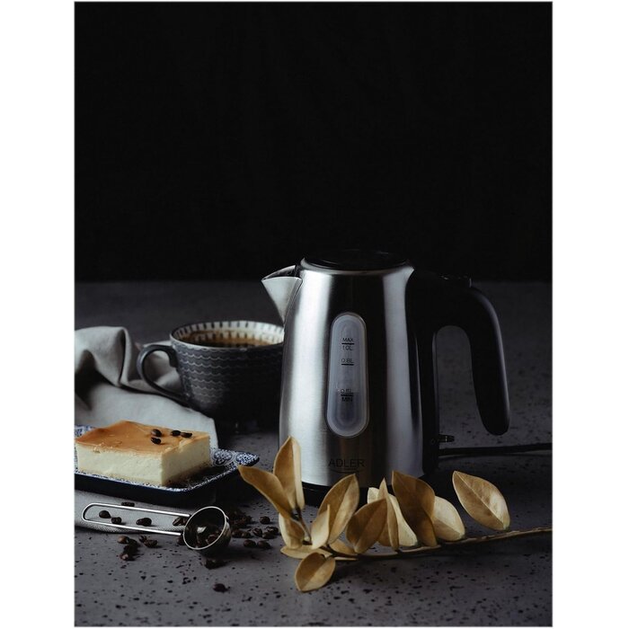 Kompakter Edelstahl Wasserkocher 1L, Chrome/Schwarz - 30% Rabatt