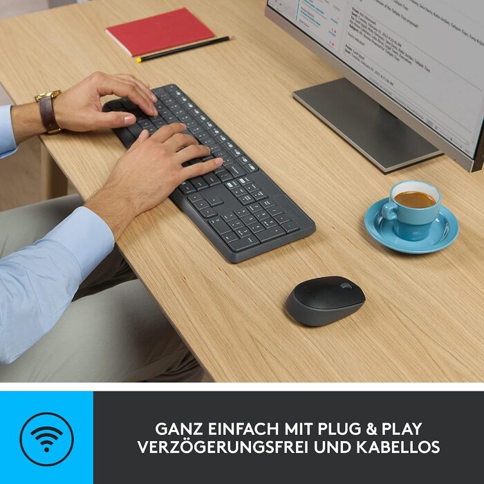 Logitech Drahtloses QWERTZ Tastatur- & Maus-Set Grau - 32% Rabatt