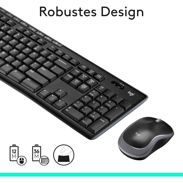 Logitech Drahtloses Tastatur- und Maus-Set, QWERTZ, Schwarz - 32% Rabatt