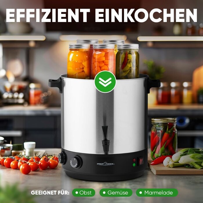 Einkochautomat 32L XL, Chrome-Schwarz, 2100W - 34% Rabatt
