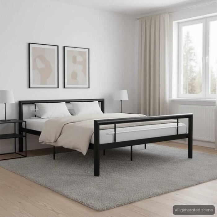 Vidaxl Metallbettrahmen 120x200 cm Schwarz/Weiß - 35% Rabatt