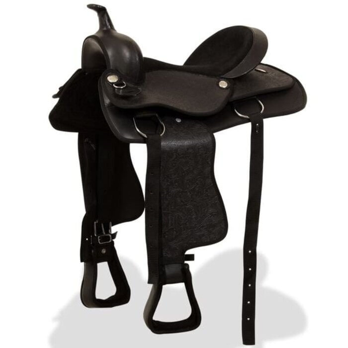 Vidaxl Westernsattel-Set, 17 Zoll, Echtleder, Schwarz - 35% Rabatt