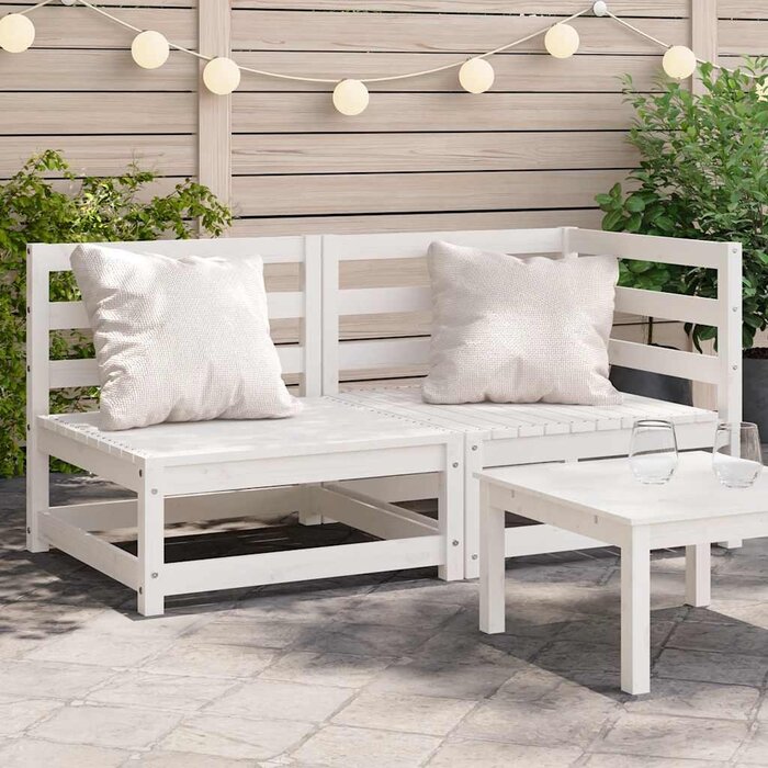 Vidaxl 2-Sitzer Gartenbank aus Kiefernholz, Weiß - 35% Rabatt