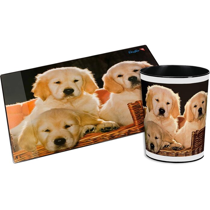 Kinderzimmer-Mülleimer, 13 Liter, Hundenmotiv, beige/foto, Gr. M - 29% Rabatt
