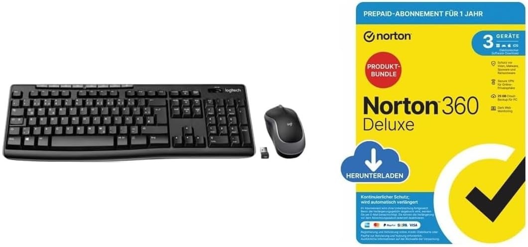 Logitech Drahtloses Tastatur & Maus Set QWERTZ - Schwarz - 32% Rabatt