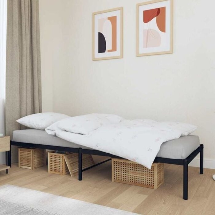 Vidaxl Bettgestell aus Metall 90 x 190 cm - Schwarz - 34% Rabatt