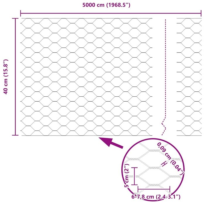 Vidaxl Sechseckgeflecht-Zaun 0,4 x 50 m PVC Grün - 30% Rabatt