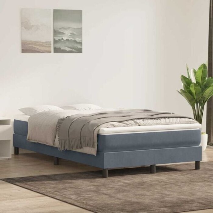 Vidaxl Boxspringbett Samt Dunkelgrau 120x220 cm - 35% Rabatt