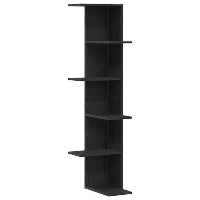 Wandeckregal Eiche Schwarz, 140 cm, 5 Ebenen - 31% Rabatt