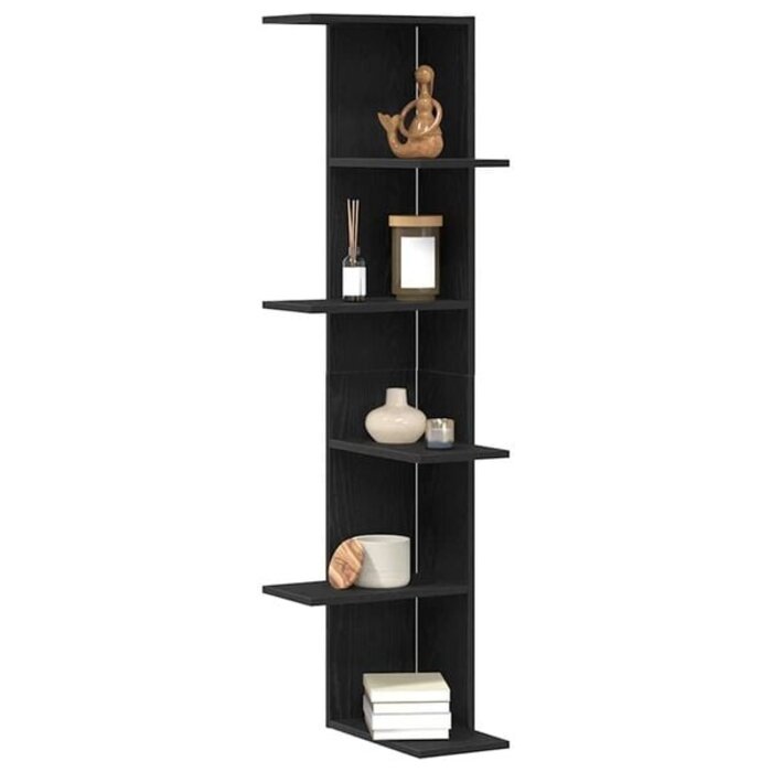 Wandeckregal Eiche Schwarz, 140 cm, 5 Ebenen - 31% Rabatt