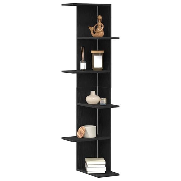 Wandeckregal Eiche Schwarz, 140 cm, 5 Ebenen - 31% Rabatt