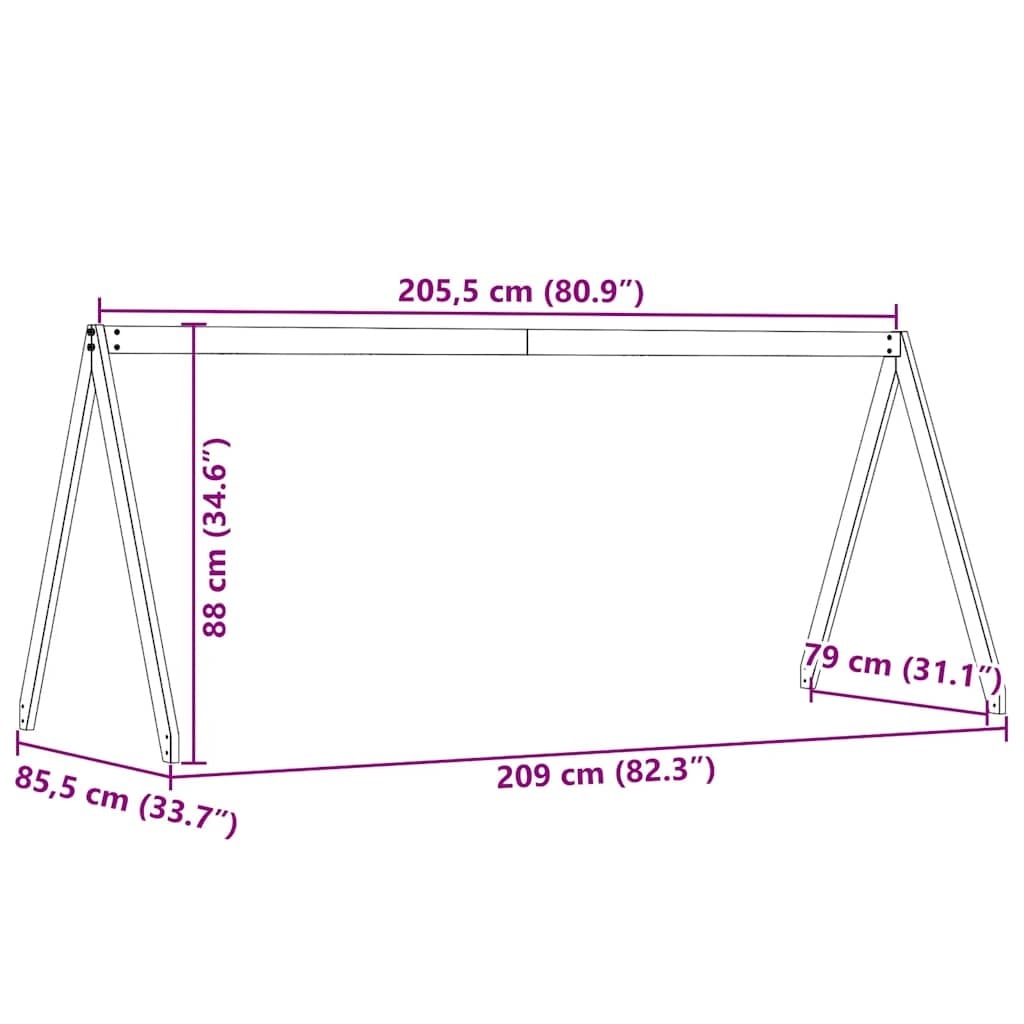 Kinderbett-Hausaufsatz aus Kiefernholz - 209x85,5x88 cm - 33% Rabatt