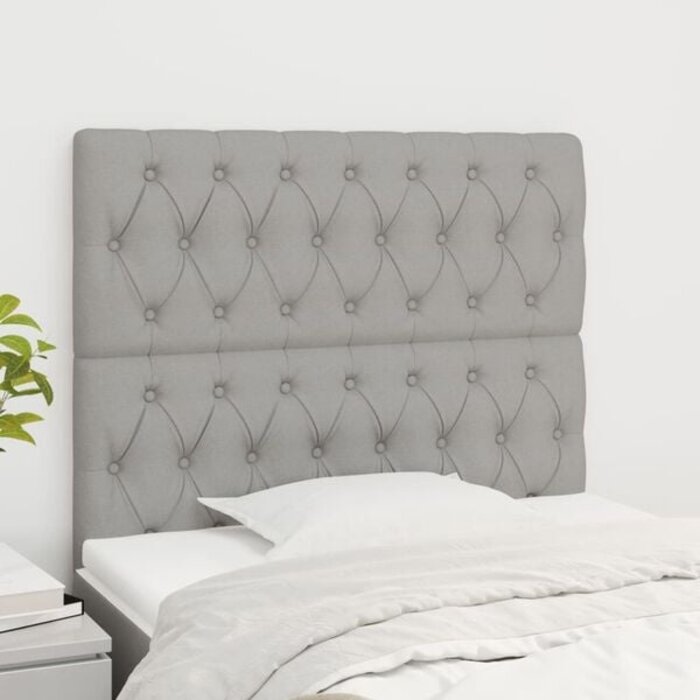 Stoff-Kopfteil für Bett 100x7x118/128 cm hellgrau - 33% Rabatt