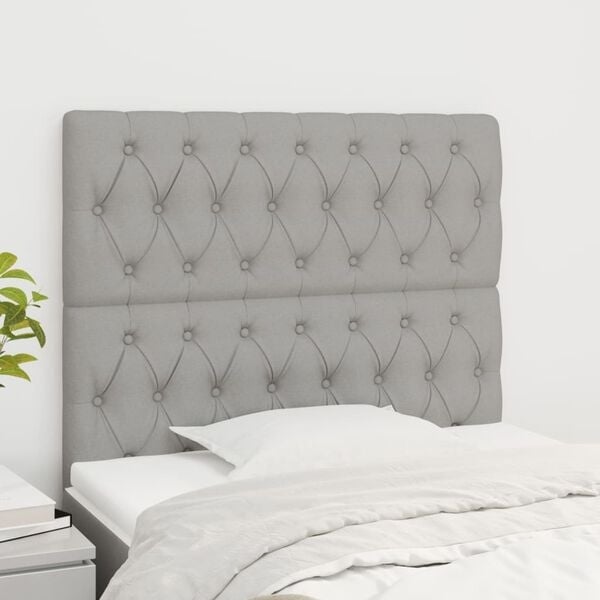 Stoff-Kopfteil für Bett 100x7x118/128 cm hellgrau - 33% Rabatt