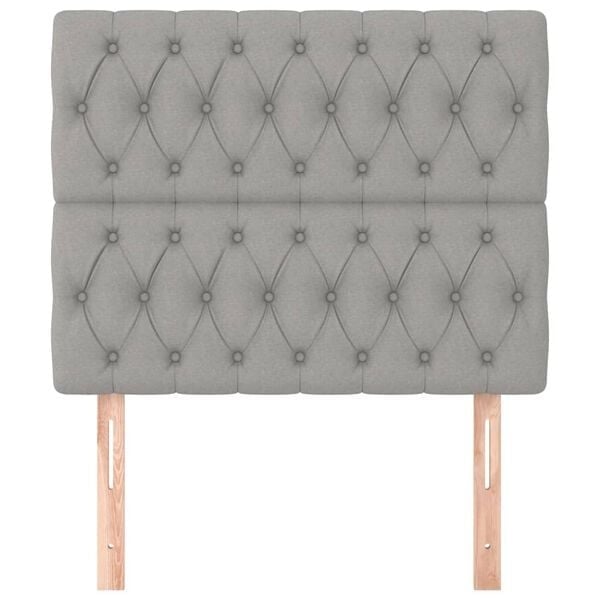 Stoff-Kopfteil für Bett 100x7x118/128 cm hellgrau - 33% Rabatt