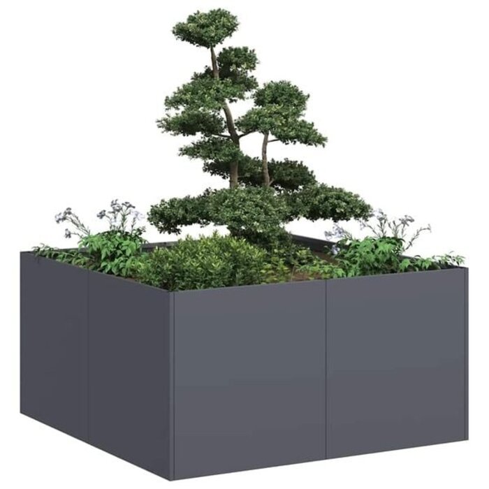 Pflanzkübel Anthrazit 80x80x40 cm aus Stahl - 34% Rabatt