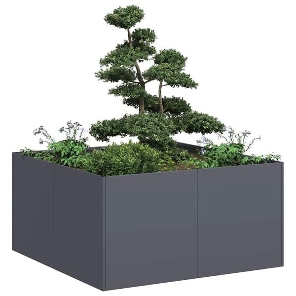 Pflanzkübel Anthrazit 80x80x40 cm aus Stahl - 34% Rabatt