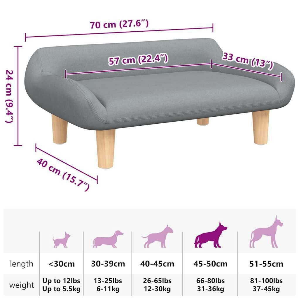 Gemütliches Hundesofa in Hellgrau 70x40x24 cm - 33% Rabatt