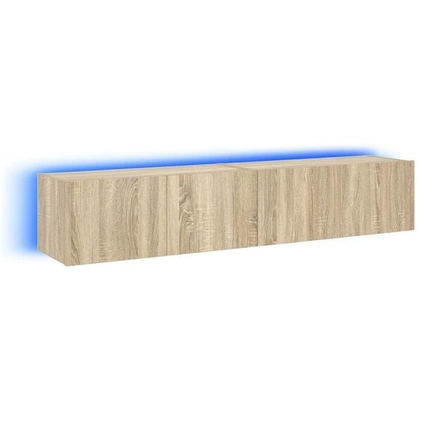 TV-Wandboard-Set, Sonoma-Eiche, 2-tlg. mit LED - 34% Rabatt