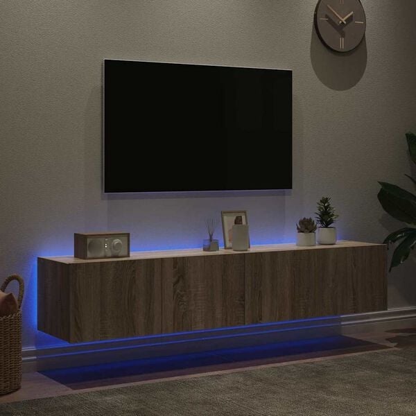 TV-Wandboard-Set, Sonoma-Eiche, 2-tlg. mit LED - 34% Rabatt