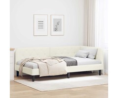 Eckbettrahmen Samt Creme 100x200 cm - 35% Rabatt