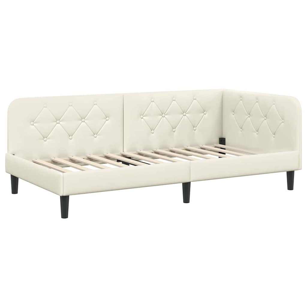 Eckbettrahmen Samt Creme 100x200 cm - 35% Rabatt