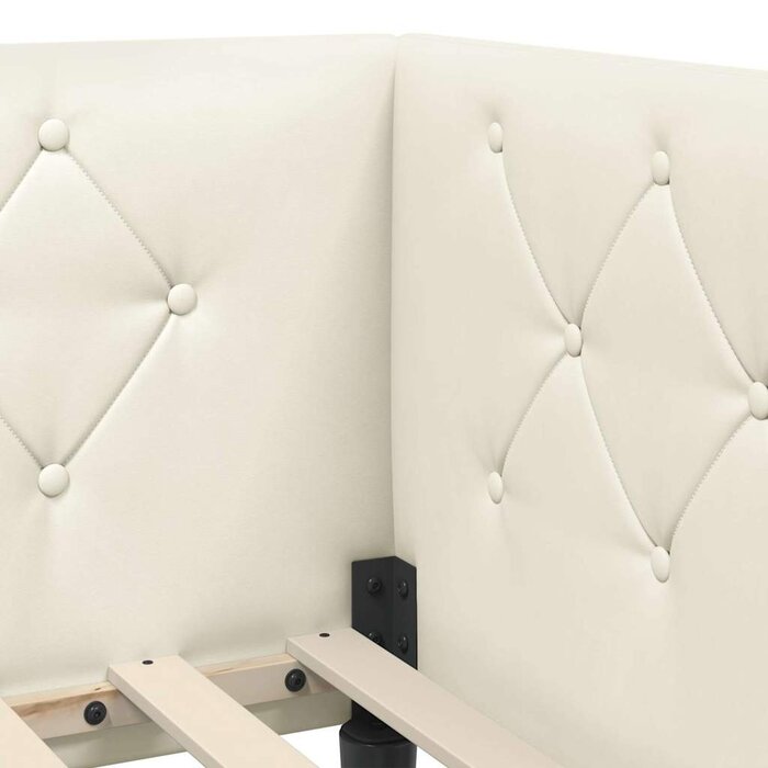Eckbettrahmen Samt Creme 100x200 cm - 35% Rabatt