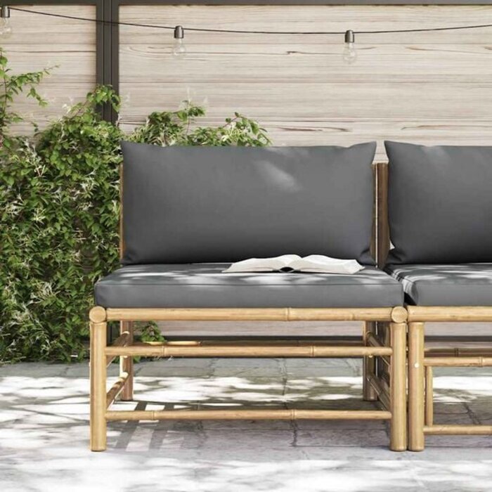 Vidaxl Garten-Mittelsofa aus Bambus, Größe L, Holz/Dunkelgrau - 33% Rabatt