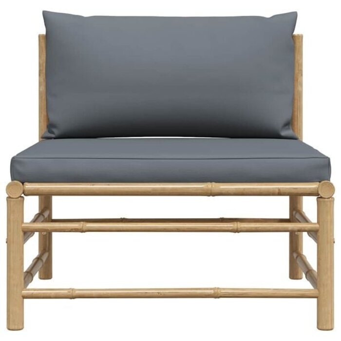 Vidaxl Garten-Mittelsofa aus Bambus, Größe L, Holz/Dunkelgrau - 33% Rabatt