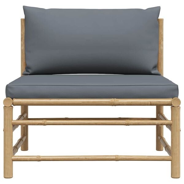 Vidaxl Garten-Mittelsofa aus Bambus, Größe L, Holz/Dunkelgrau - 33% Rabatt