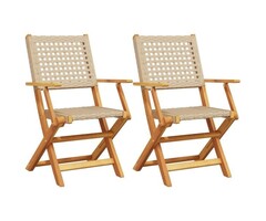 Gartenstühle 2er-Set aus Akazienholz & Rattan, beige - 35% Rabatt