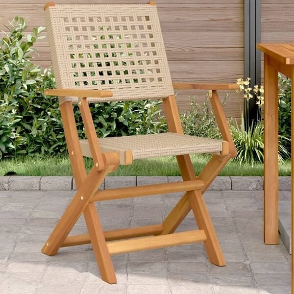 Gartenstühle 2er-Set aus Akazienholz & Rattan, beige - 35% Rabatt