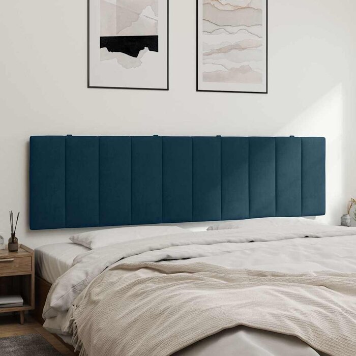 Kopfteilkissen Hanko 180 cm Blau Samt - 33% Rabatt