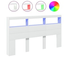 Bett-Kopfteil 180x102 cm mit LED & Stauraum - Weiß - 34% Rabatt