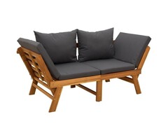 3-in-1 Gartenbank Akazienholz 162cm Dunkelgrau - 30% Rabatt