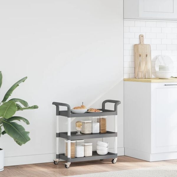 Vidaxl Servierwagen mit 3 Ebenen, 77x34x72 cm, Grau - 34% Rabatt