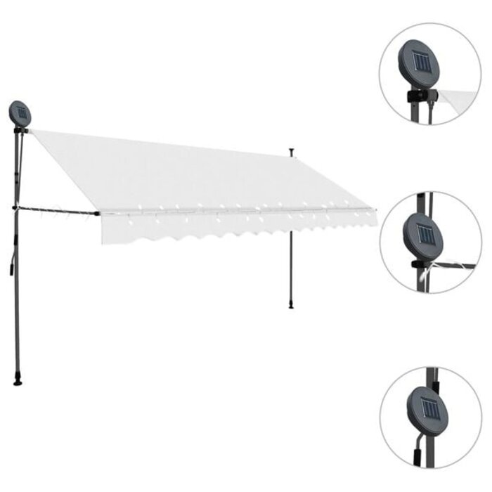Vidaxl Manuelle Markise 350 cm Creme mit LED - 34% Rabatt