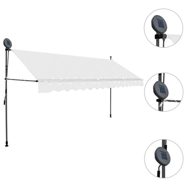 Vidaxl Manuelle Markise 350 cm Creme mit LED - 34% Rabatt